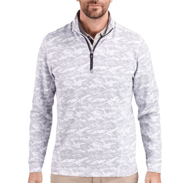 Cutter & Buck Traverse Camo Print Stretch Quarter Zip Mens Pullover Thumbnail